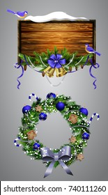 Vector wooden christmas board