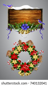 Vector wooden christmas board
