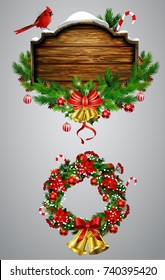 Vector wooden christmas board