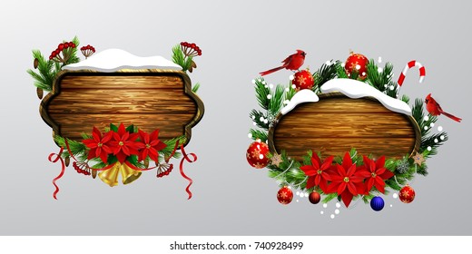 Vector wooden christmas board