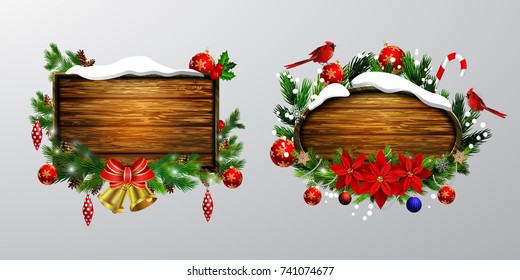 Vector wooden christmas board