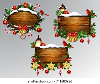 Vector wooden christmas board