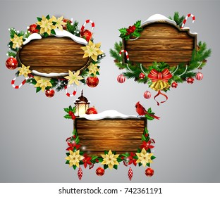 Vector wooden christmas board