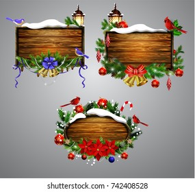 Vector wooden christmas board