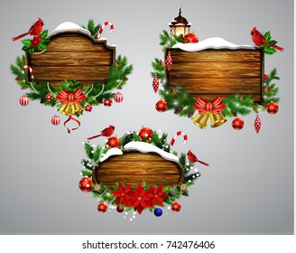 Vector wooden christmas board