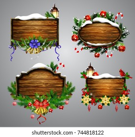Vector wooden christmas board