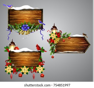 Vector wooden christmas board