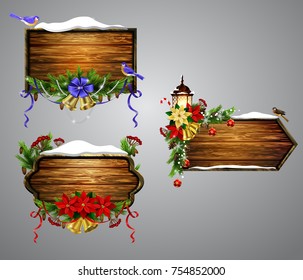 Vector wooden christmas board