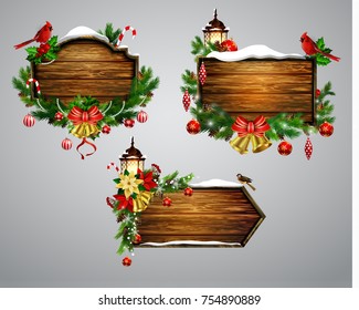Vector wooden christmas board