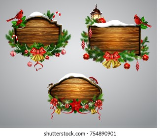 Vector wooden christmas board