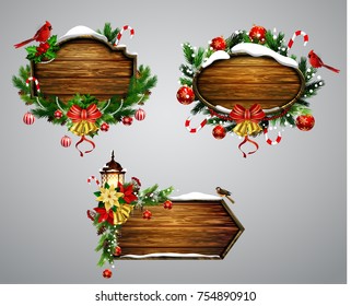 Vector wooden christmas board