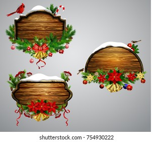 Vector wooden christmas board