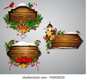 Vector wooden christmas board