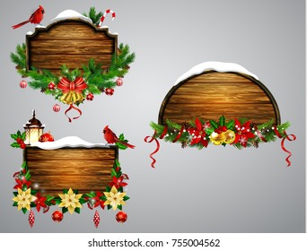 Vector wooden christmas board