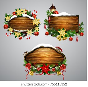 Vector wooden christmas board