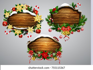 Vector wooden christmas board