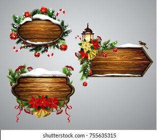 Vector wooden christmas board