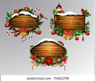 Vector wooden christmas board