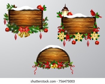 Vector wooden christmas board