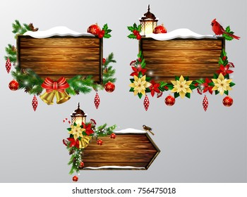 Vector wooden christmas board