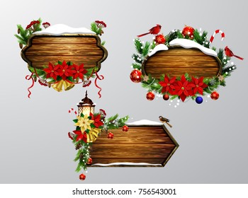 Vector wooden christmas board