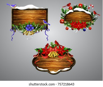 Vector wooden christmas board