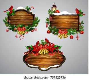 Vector wooden christmas board