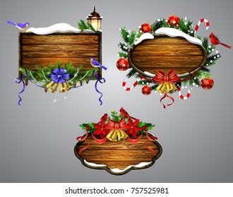 Vector wooden christmas board