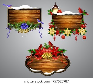 Vector wooden christmas board