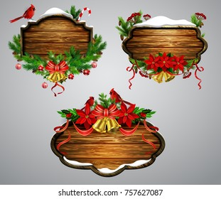 Vector wooden christmas board