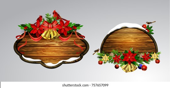 Vector wooden christmas board