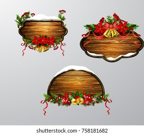 Vector wooden christmas board