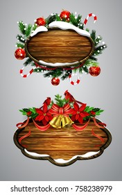 Vector wooden christmas board
