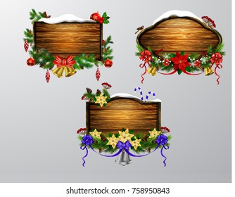 Vector wooden christmas board