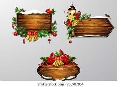 Vector wooden christmas board