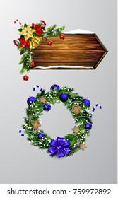 Vector wooden christmas board