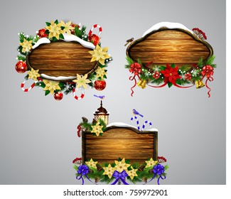 Vector wooden christmas board