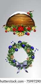 Vector wooden christmas board