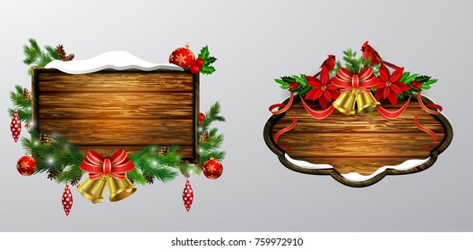 Vector wooden christmas board