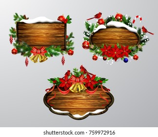Vector wooden christmas board