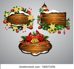 Vector wooden christmas board