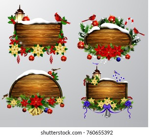 Vector wooden christmas board