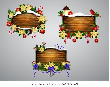 Vector wooden christmas board