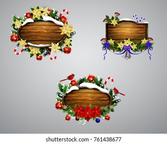 Vector wooden christmas board