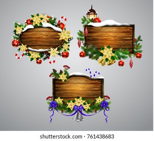 Vector wooden christmas board