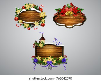 Vector wooden christmas board