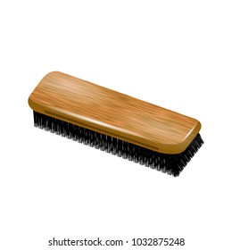 Vector Wooden Clothes Brush Isolated on White Background