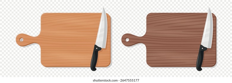 Placa de corte de madeira vetor com cutelo de carne. Cartoon Cozinha Tabuleiro de Corte para Preparação de Alimentos. Faca de Açougueiro para Corte de Carne. Utensílios de cozinha para cozinhar, ferramenta culinária para restaurantes