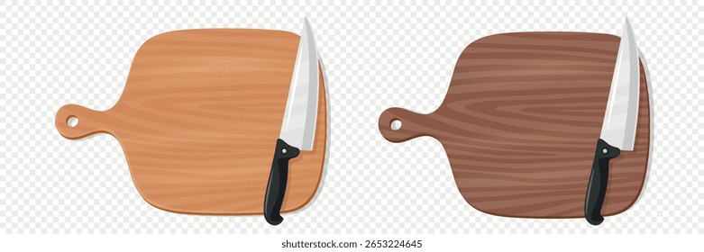 Vector Wooden Cutting Board with Meat Cleaver. Cartoon Kitchen Chopping Board for Food Preparation. Butcher Knife for Meat Cutting. Kitchenware for Cooking, Culinary Tool for Restaurants