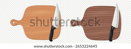 Vector Wooden Cutting Board with Meat Cleaver. Cartoon Kitchen Chopping Board for Food Preparation. Butcher Knife for Meat Cutting. Kitchenware for Cooking, Culinary Tool for Restaurants